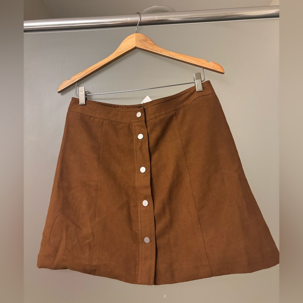 H&M Brown A-Line Button Skirt